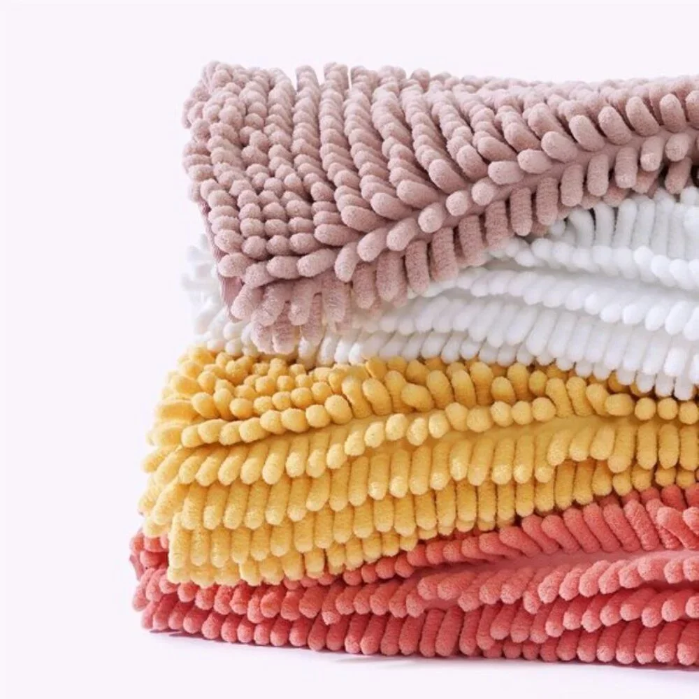 New 24x17In Dusty Pink Chenille Bath Mat, Non-Slip, Soft, Washable, Absorbent